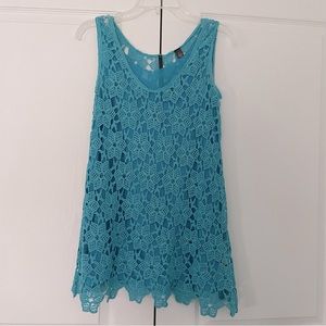 Blue Crochet Sleeveless Tank Top